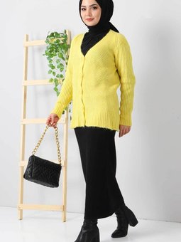 Düğmeli Triko Hırka Tsd211208 Sarı