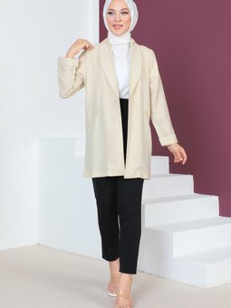 Kruvaze Yaka Ceket Tsd230640 Bej