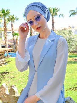 Mavi Yanları Bağcıklı Yelek T 865610