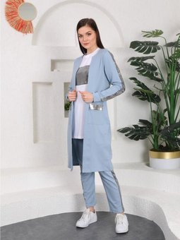 Bebe Mavi Pul Payet Detaylı Üçlü Eşofman Takımı