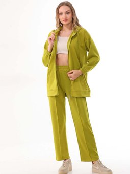Yeşil Alt Üst Spor Eşofman İkili Takım Ceket Bol Paça Pantolon