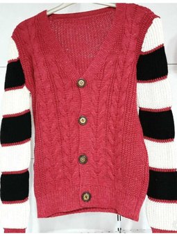 Kollar Çizgili Triko Hırka