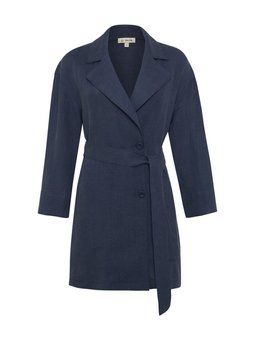 Belden Kuşaklı Keten Ceket