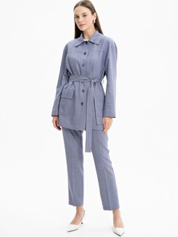 Belden Kuşaklı Keten Ceket