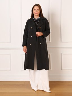 Büyük Beden Siyah Trençkot