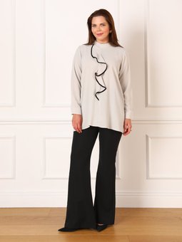 Vizon Büyük Beden Biye Detaylı Volanlı Tunik