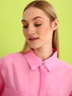 Pembe Rahat Kalıp Karışımlı Gömlek Tunik