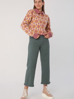 Petrol Yeşili Bol Paça Paçası Püsküllü