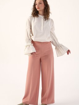 Pudra01 Ütü Izli Bol Paça Pantolon