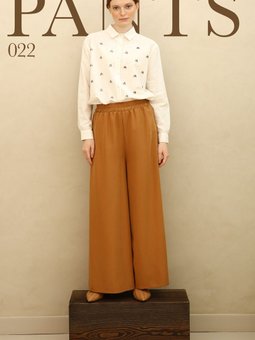 Sütlü Kahve Beli Lastikli Bol Paça Doğal Kumaş Pantolon