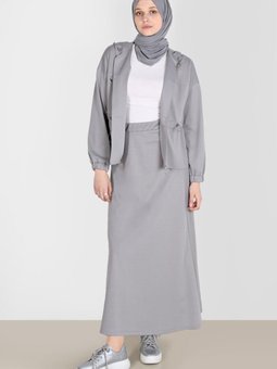 Fermuarlı Kapüşonlu İkili Etekli Eşofman Takım 42848