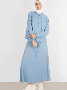 Manşetleri Lastikli Fermuarlı İkili Etekli Eşofman Takımı 42847