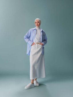 Çizgili Gömlek Ort3440 Mavi