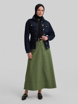 Denim Kloş Etek 24y1604 Yeşil