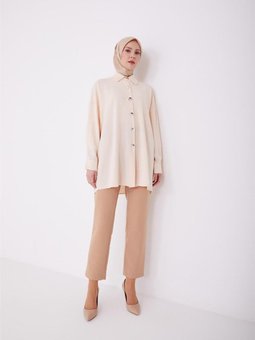 Önü Metal Düğmeli Gömlek 23y3000 Nude