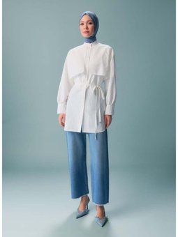 Rüzgarlıklı Coton Gömlek Ort3442 Ekru