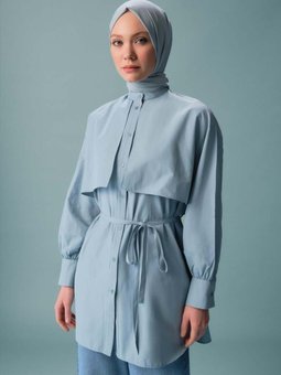 Rüzgarlıklı Coton Gömlek Ort3442 Sisli Mavi