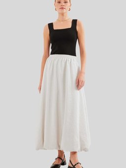 Ekru Balon Uzun Etek