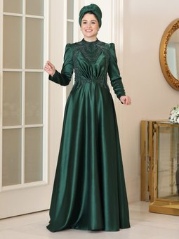 Yeşil Henna Abiye Elbise