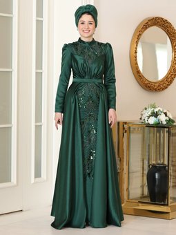 Yeşil Lale Abiye Elbise