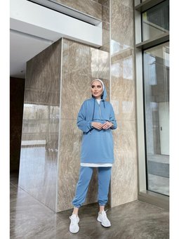 Önden Yarım Fermuarlı Eşofman Takımı Trn1019 Mavi