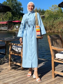 Koton Bebe Mavisi Gömlek Elbise