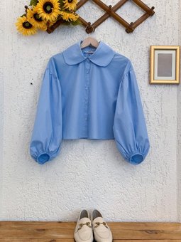 Mavisi Bebe Yaka Crop Gömlek