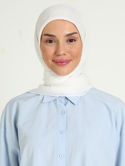 Bambu Kraş Kırık Beyaz Eşarp