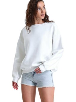 O Yaka Spor Geniş Kalip Sweat 75cm Üç Iplik Kalın