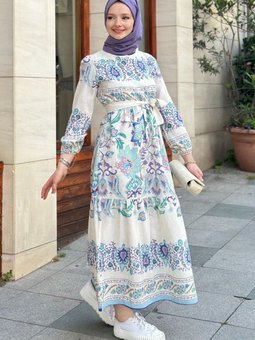 Erna Lila Keten Elbise