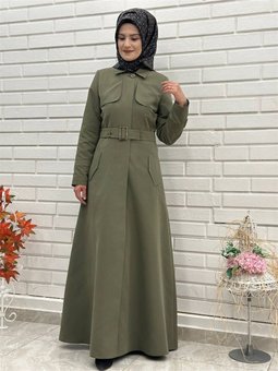 Mevlana Kesim Trençkot, Mevsimlik Astarlı Trençkot Uzun Pardesü 4653