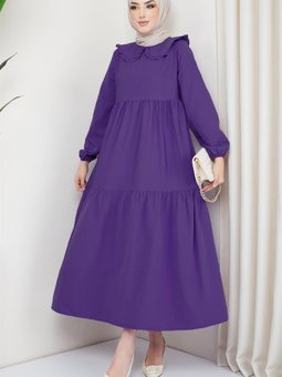 Bebe Yaka Elbise Mor