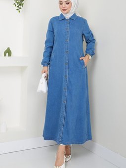 Düğmeli Kot Kap Koyu Mavi Hm2345