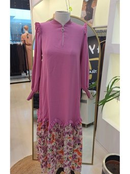 İnvee Firfir Detayli Çiçek Desenli Elbise 6653