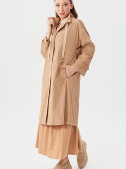 Çıtçıtlı Bej Spor Trençkot