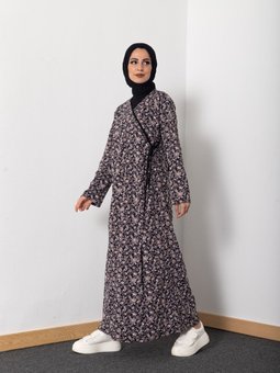 Yandan Bağlamalı Namaz Elbisesi Şal Desenli