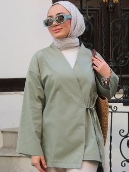 Yandan Bağlamalı Ceket Mint Yeşil