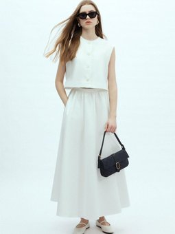 Önden Düğmeli Kısa Yelek Ekru