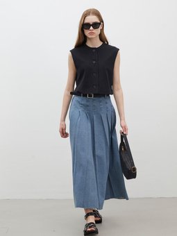 Önden Düğmeli Kısa Yelek Siyah