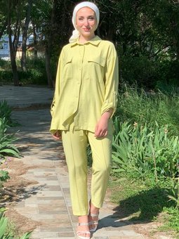 24y3205 Fıstık Cep Detaylı Gömlekli Takım