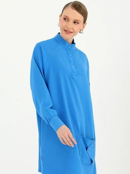 24y3286 Mavi Puane Yarı Çıtçıtlı İkili Takım