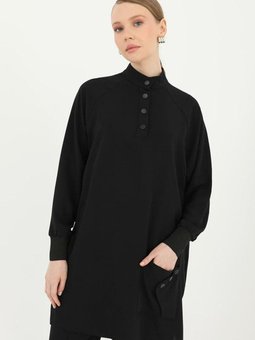 24y3286 Siyah Puane Yarı Çıtçıtlı İkili Takım