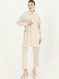 24y3287 Bej Tuniği Bağlamalı İkili Takım