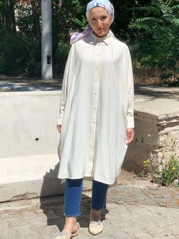 Bej Oversıze Yarasakol Uzun Tunik