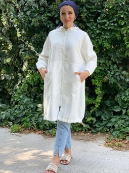 Ekru Armalı Fermuarlı Kap