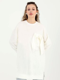 Ekru Fiyonk Sweat Tunik