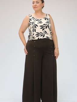 Kahve Büyük Beden Düğme Detaylı Aspen Pantolon