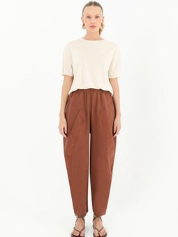 Kahve Paraşüt Şeritli Şalvar Pantolon