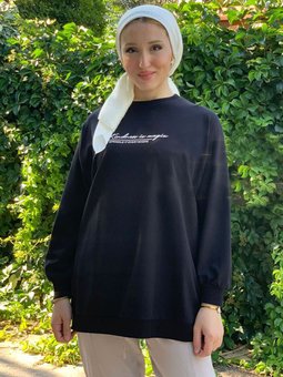 Siyah Basıc Baskılı Tunik