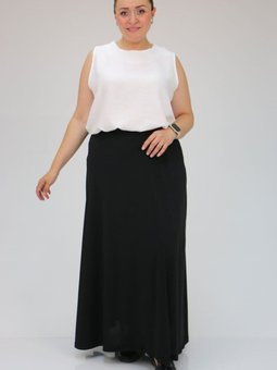 Siyah Büyük Beden Penye Basic Uzun Etek
